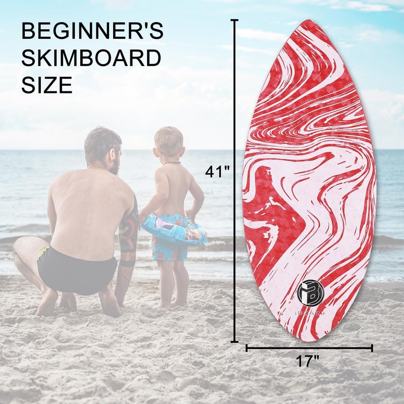 iBoard 41” Skipper Skimboard with High Gloss Coat Wooden Skim Boards for Beginners, Teenagers and Adults Beach Skimboard 3 Color Traction Pad to Choose - Image 2